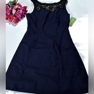 Lilly Pulitzer Womens Emmy Navy Black Soutache Trim Dress Fit & Flare NWT